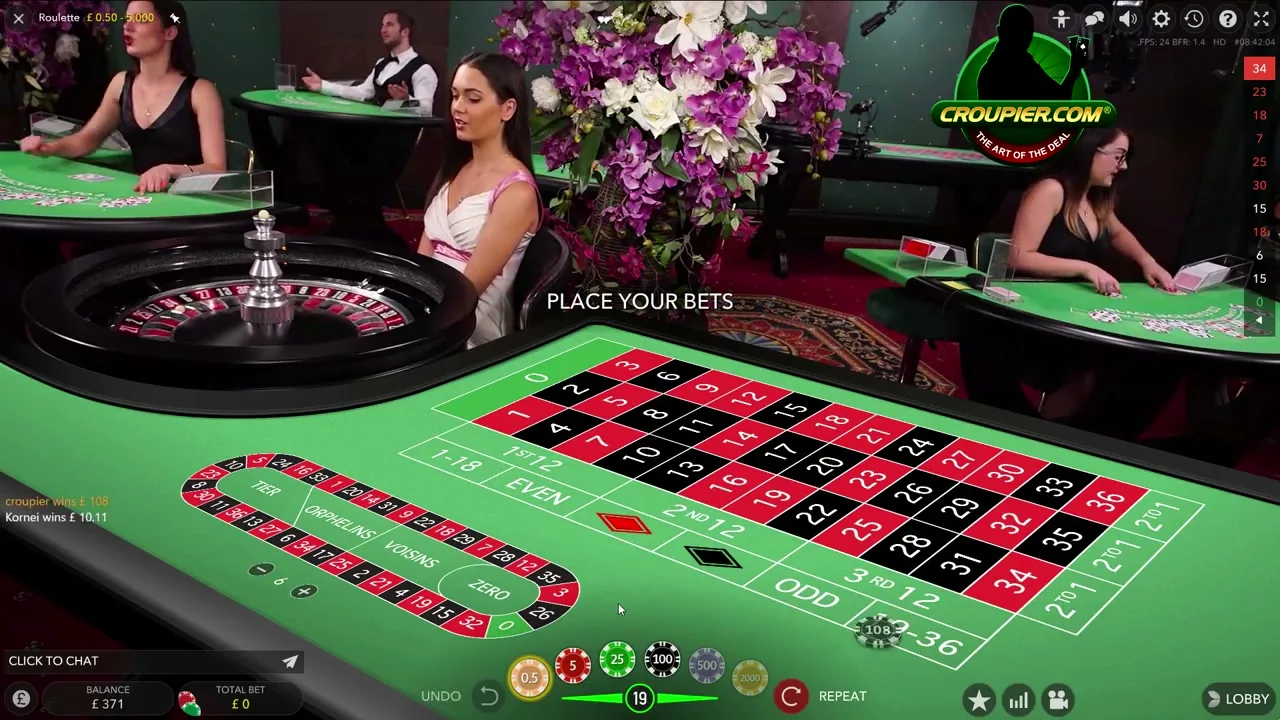 Mesa de ruleta en vivo con crupier real retransmitiendo desde el estudio