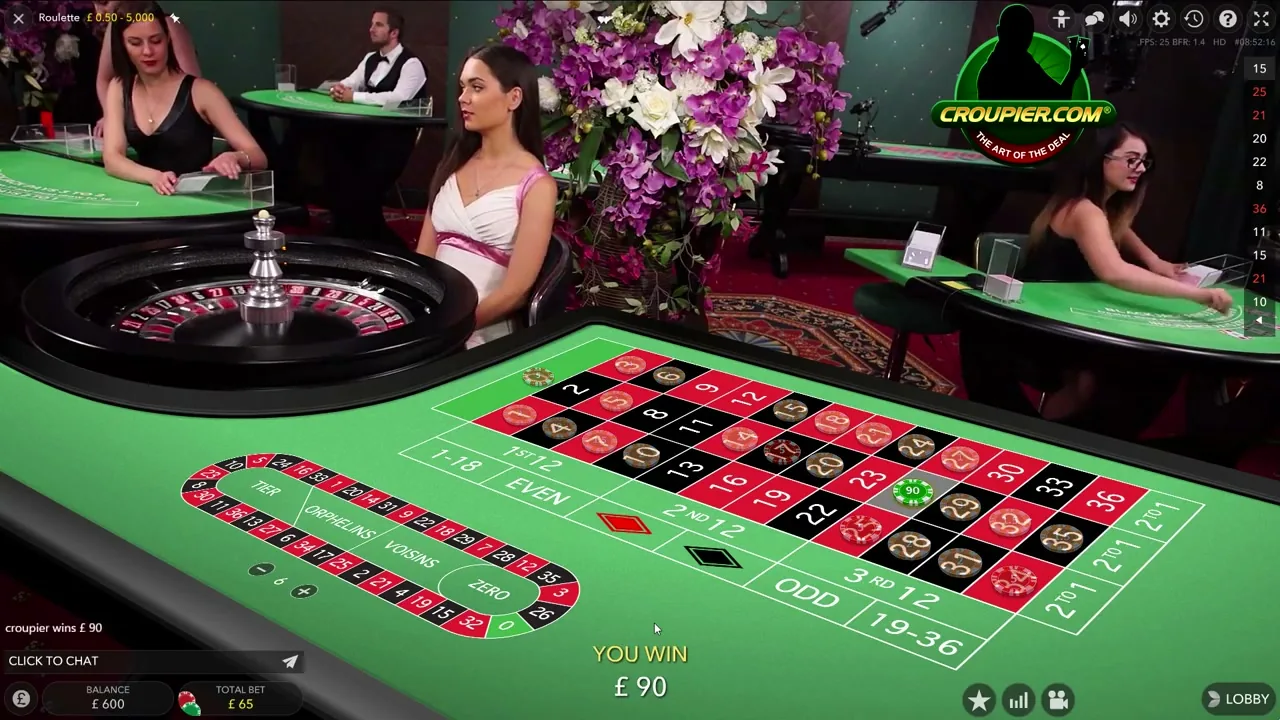 Tapete de ruleta en vivo con las apuestas colocadas antes del cierre