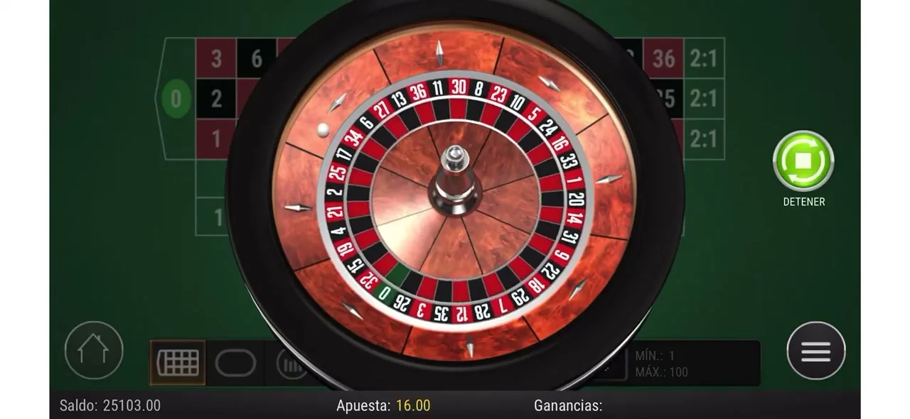 Detalle de la mesa de ruleta en vivo con las apuestas a rojo y negro y el RTP del juego