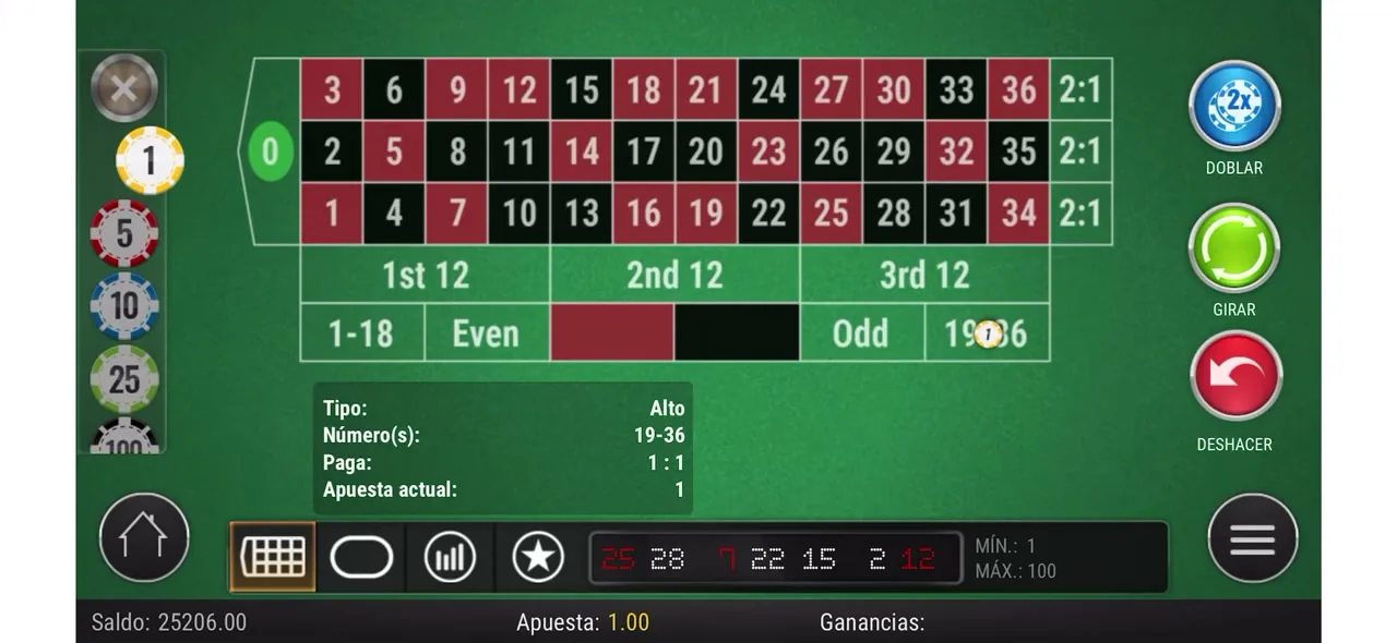 Mesa de ruleta en vivo europea en directo lista para apostar en un casino online español