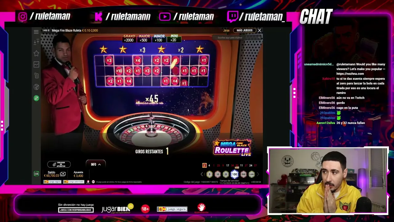 Ruleta en vivo en Mega Fire Blaze Ruleta España